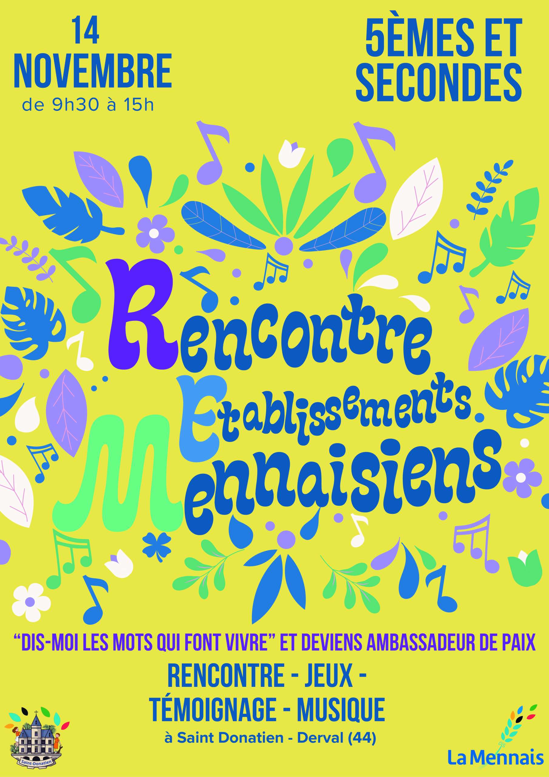 Vendredi 14 novembre Rencontre des établissements mennaisiens